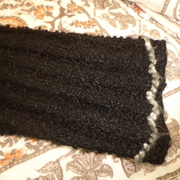 High Secret Boho Boucle Cardigan M Black/Charcoal Buttons Trim Faux Pockets - Picture 12 of 16